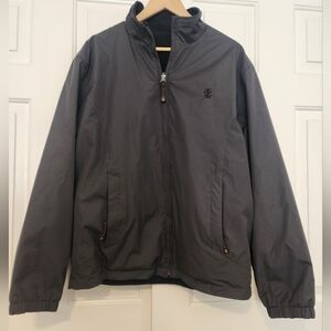 IZOD Sport Reversible Black & Gray Full Zip-Up Collared Men's Jacket   Size M